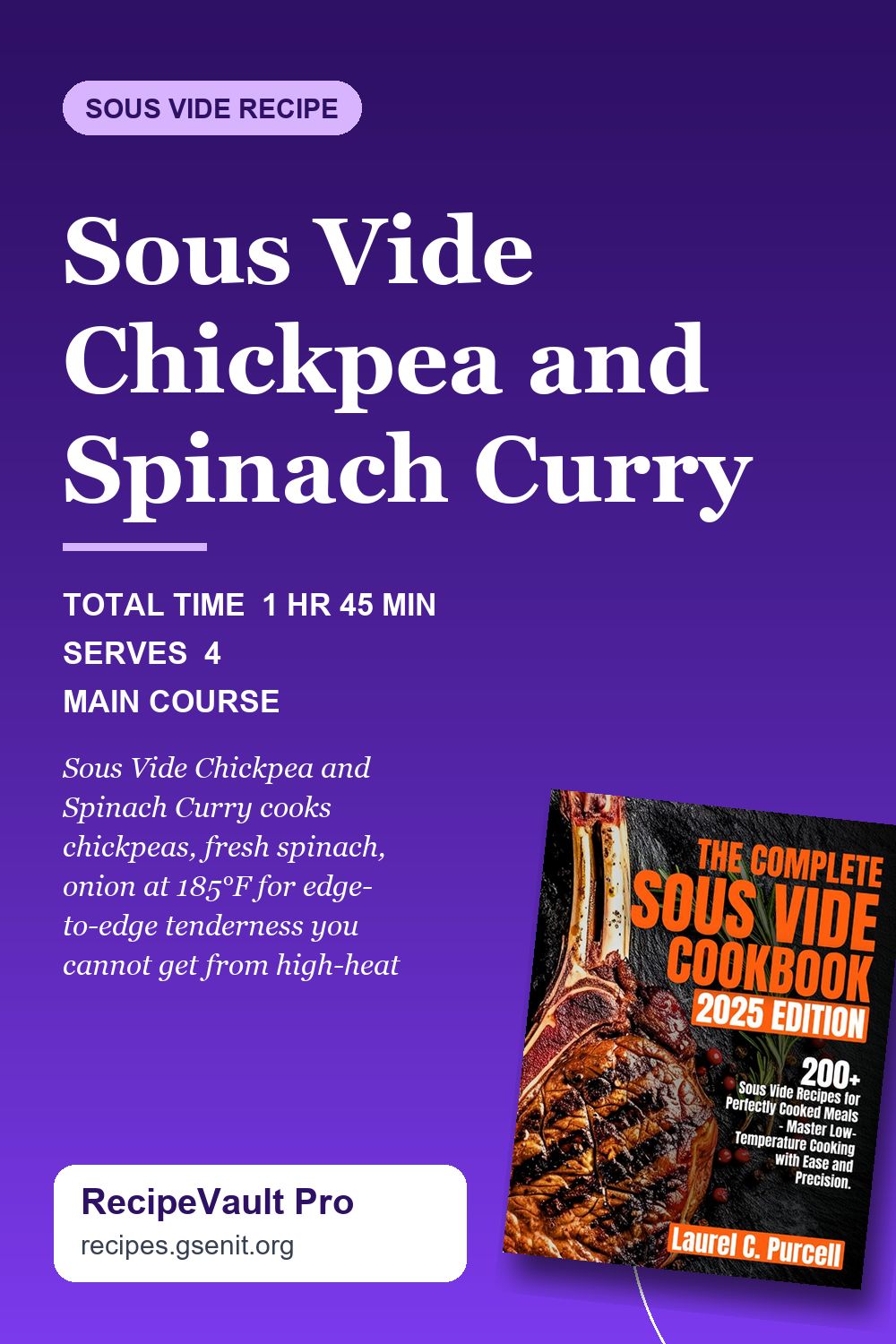 Sous Vide Chickpea and Spinach Curry Pinterest Pin