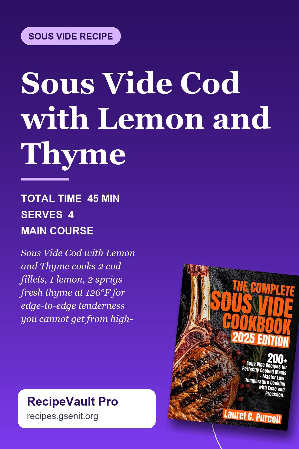 Sous Vide Cod with Lemon and Thyme Pinterest Pin