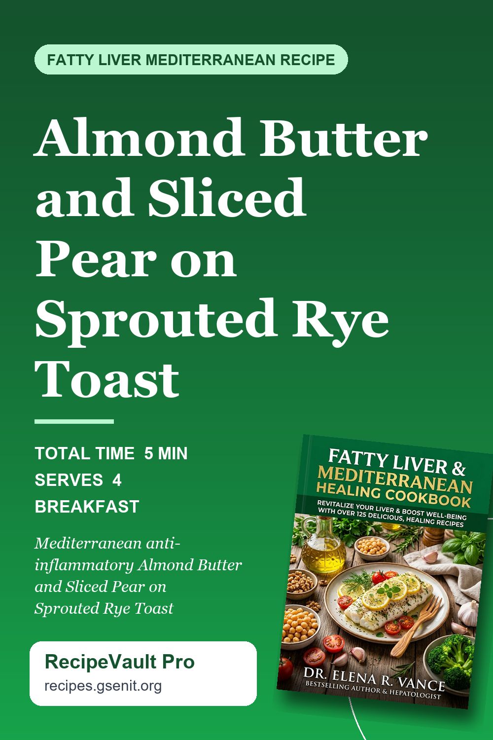Almond Butter and Sliced Pear on Sprouted Rye Toast