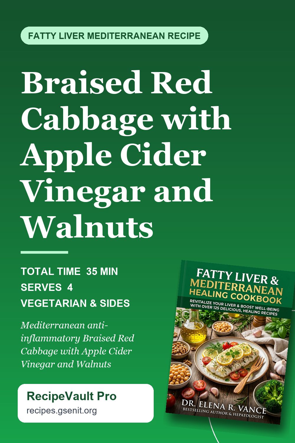 Braised Red Cabbage with Apple Cider Vinegar and Walnuts Pinterest Pin