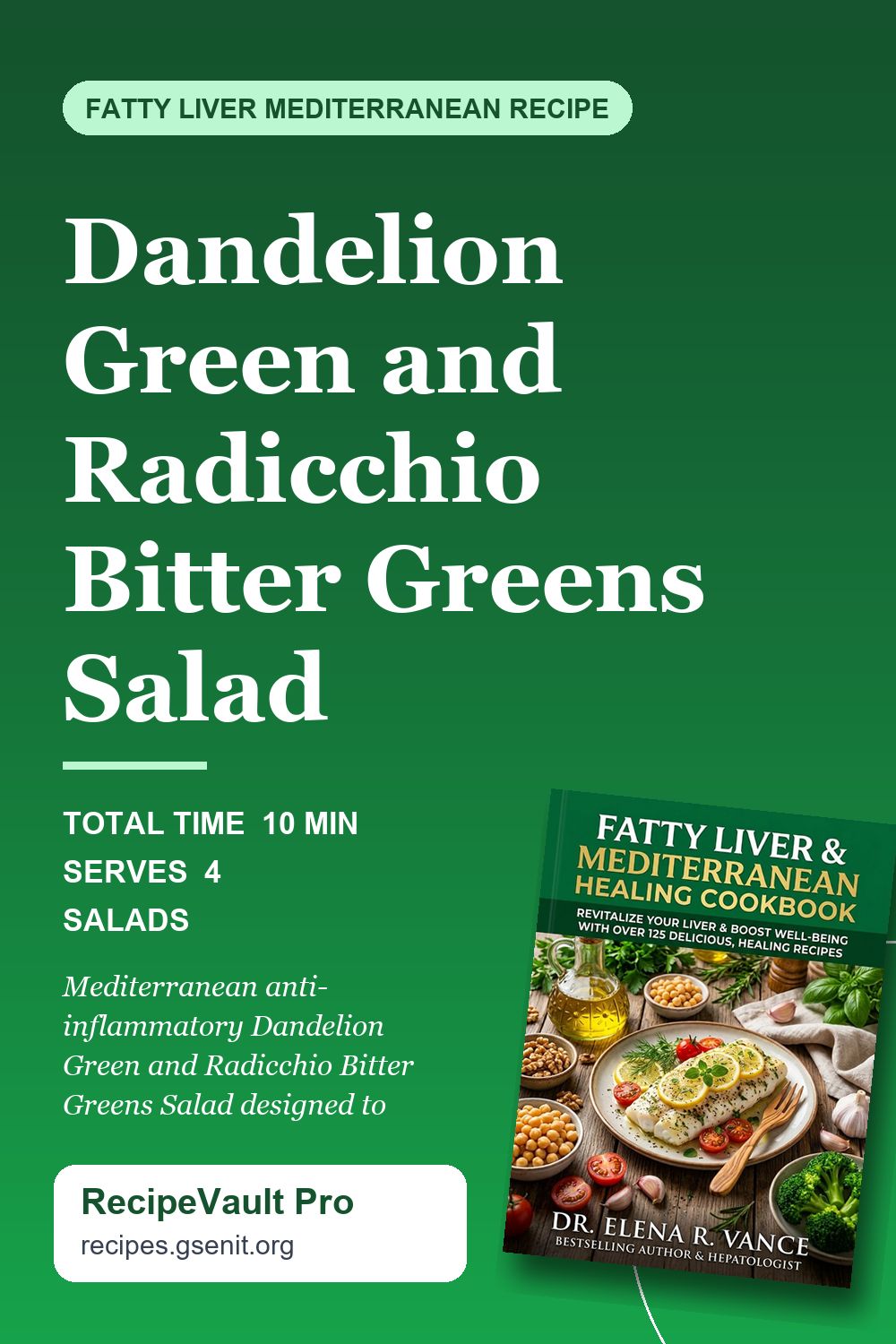 Dandelion Green and Radicchio Bitter Greens Salad Pinterest Pin