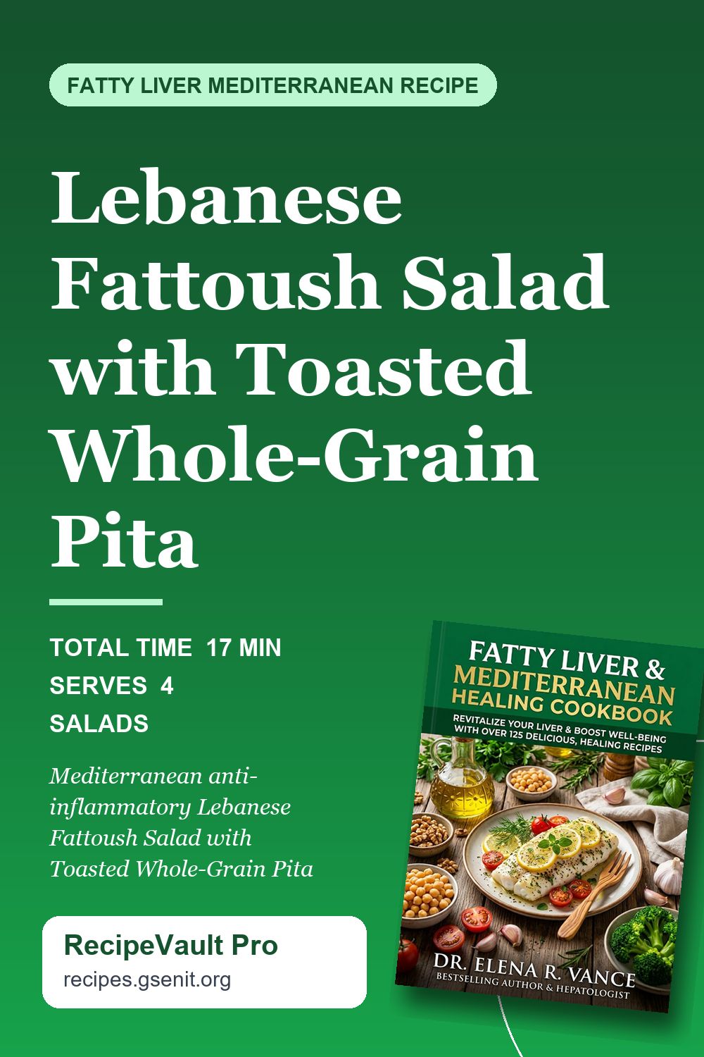 Lebanese Fattoush Salad with Toasted Whole-Grain Pita Pinterest Pin