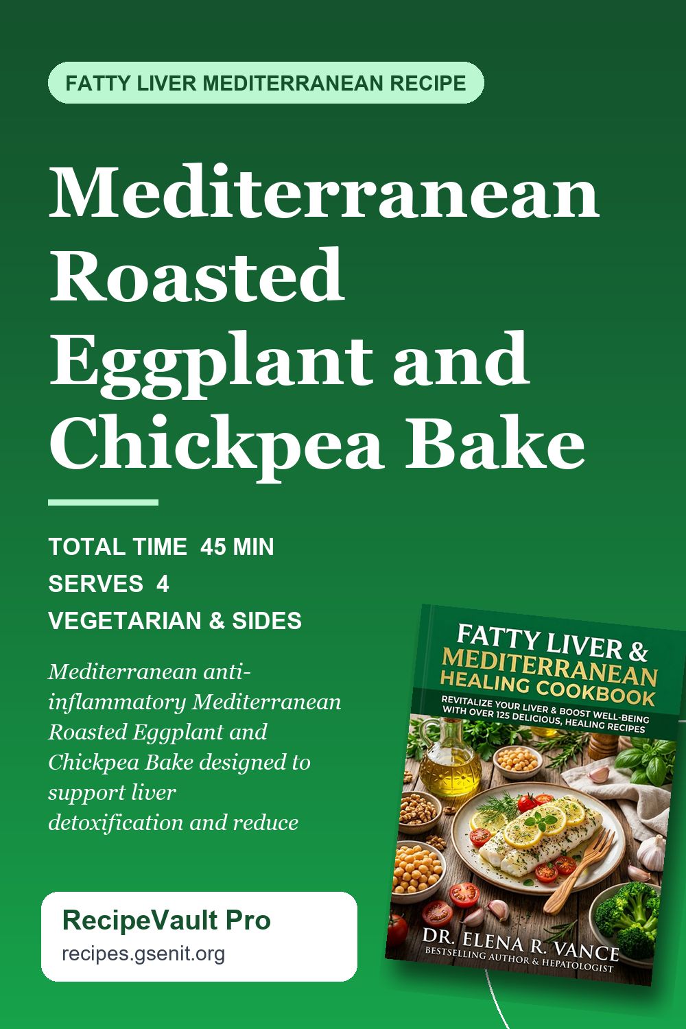 Mediterranean Roasted Eggplant and Chickpea Bake Pinterest Pin