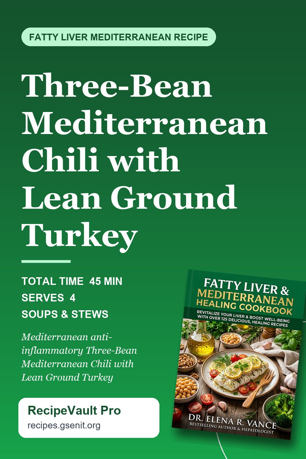 Three-Bean Mediterranean Chili with Lean Ground Turkey Pinterest Pin