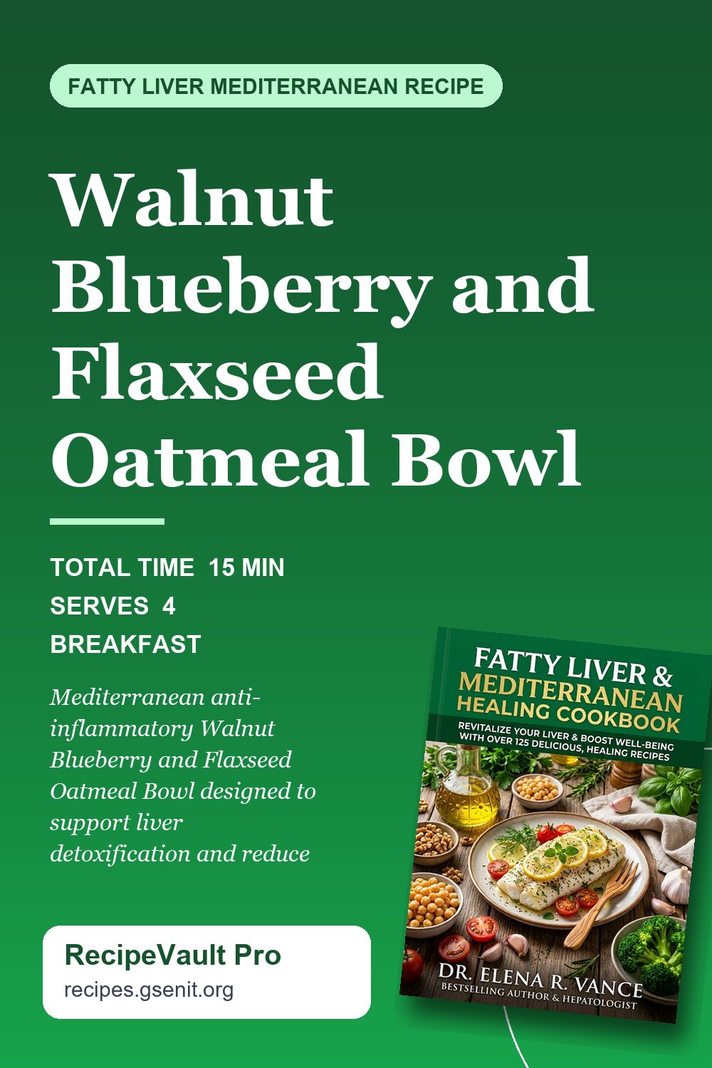 Walnut Blueberry and Flaxseed Oatmeal Bowl Pinterest Pin