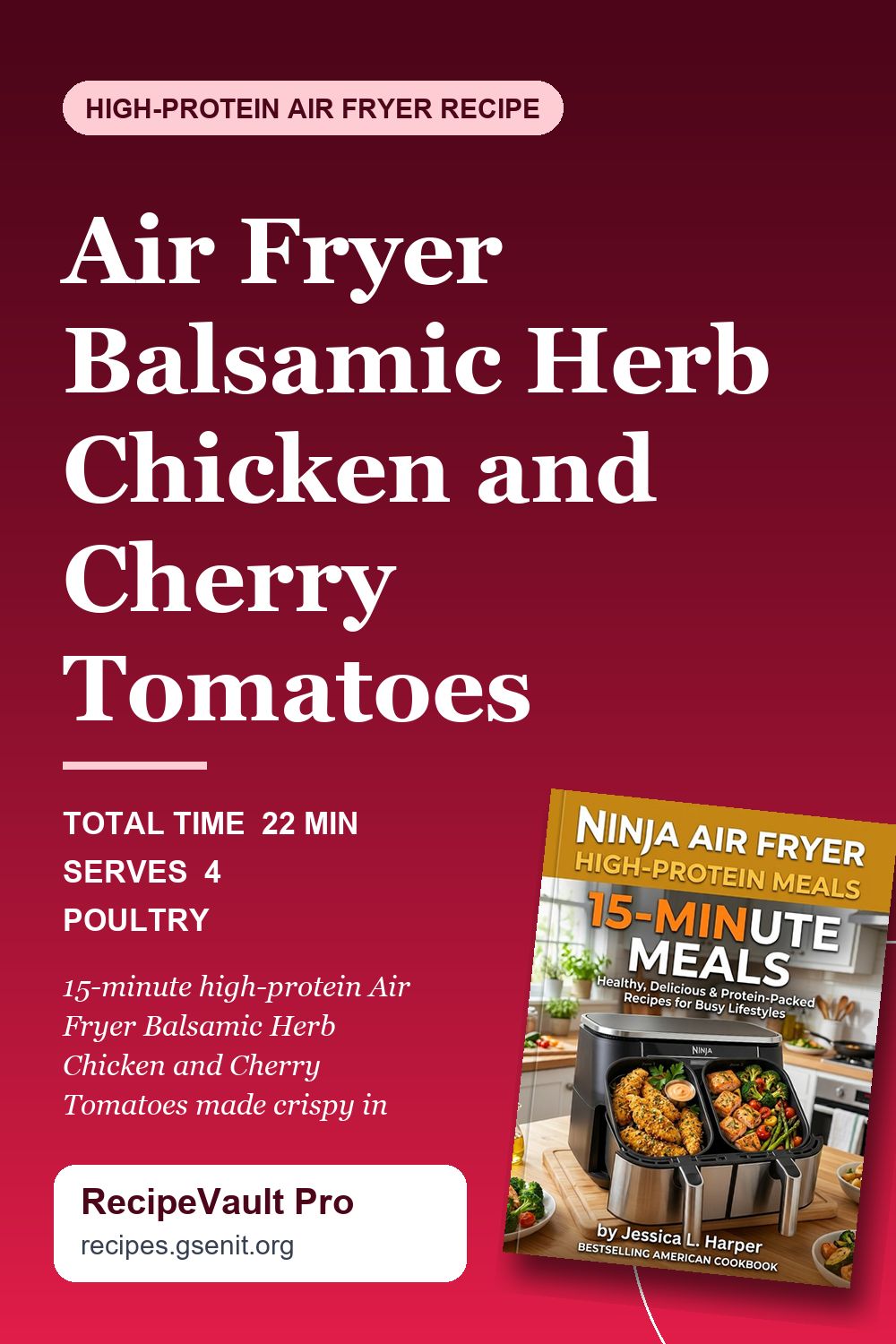 Air Fryer Balsamic Herb Chicken and Cherry Tomatoes Pinterest Pin