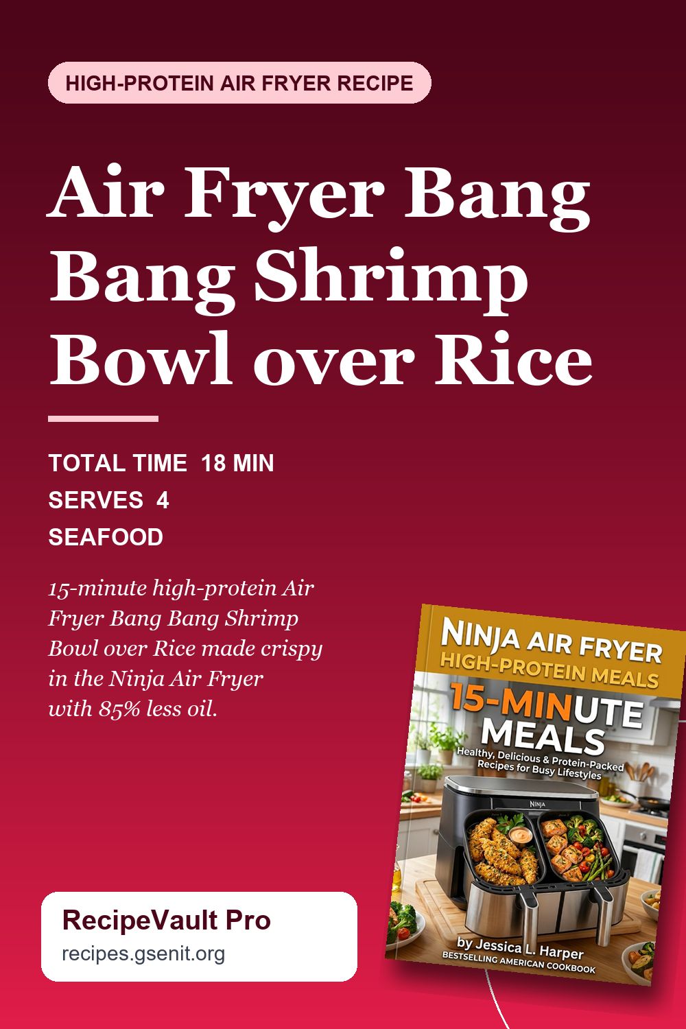 Air Fryer Bang Bang Shrimp Bowl over Rice Pinterest Pin