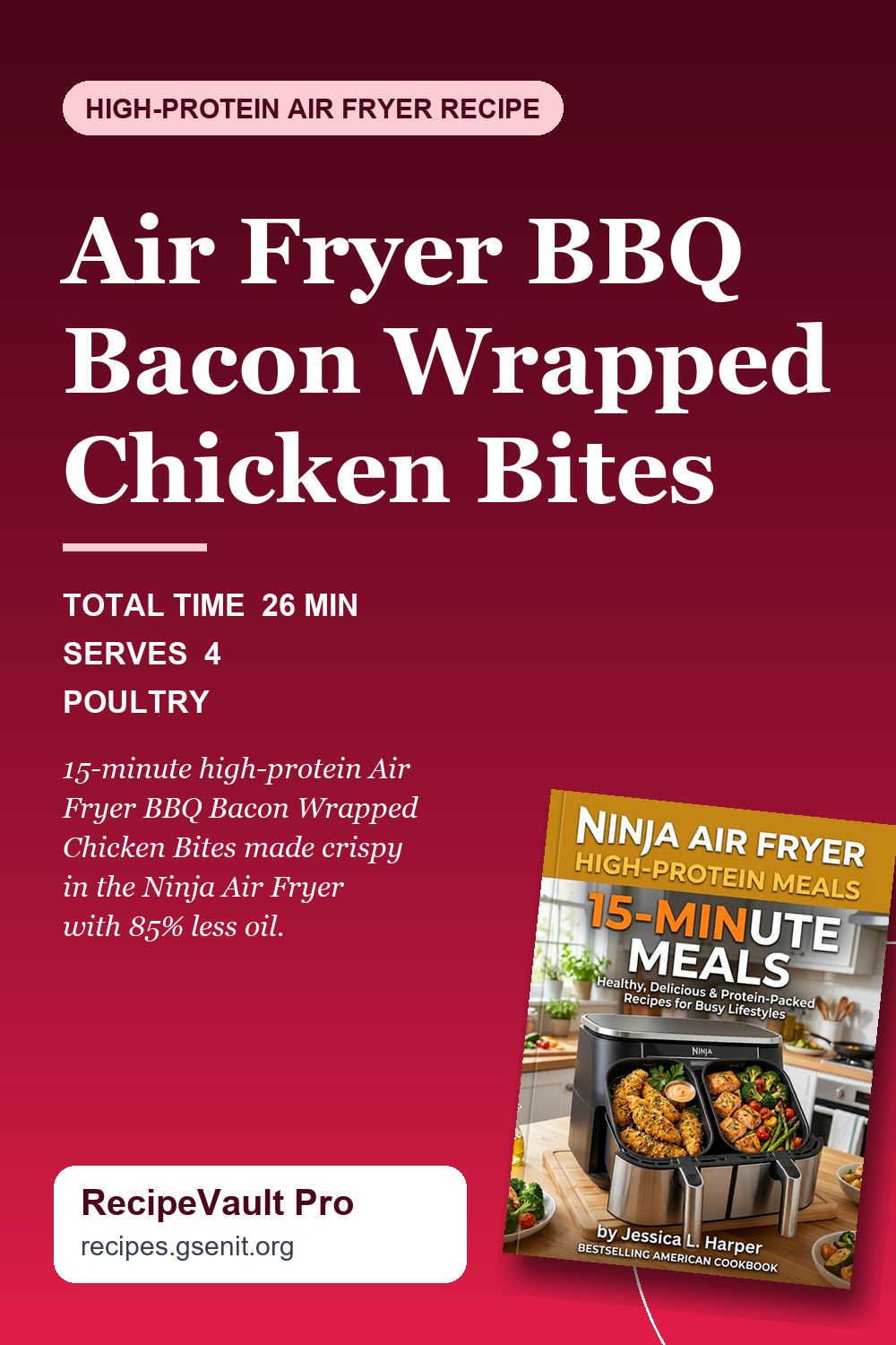 Air Fryer BBQ Bacon Wrapped Chicken Bites Pinterest Pin