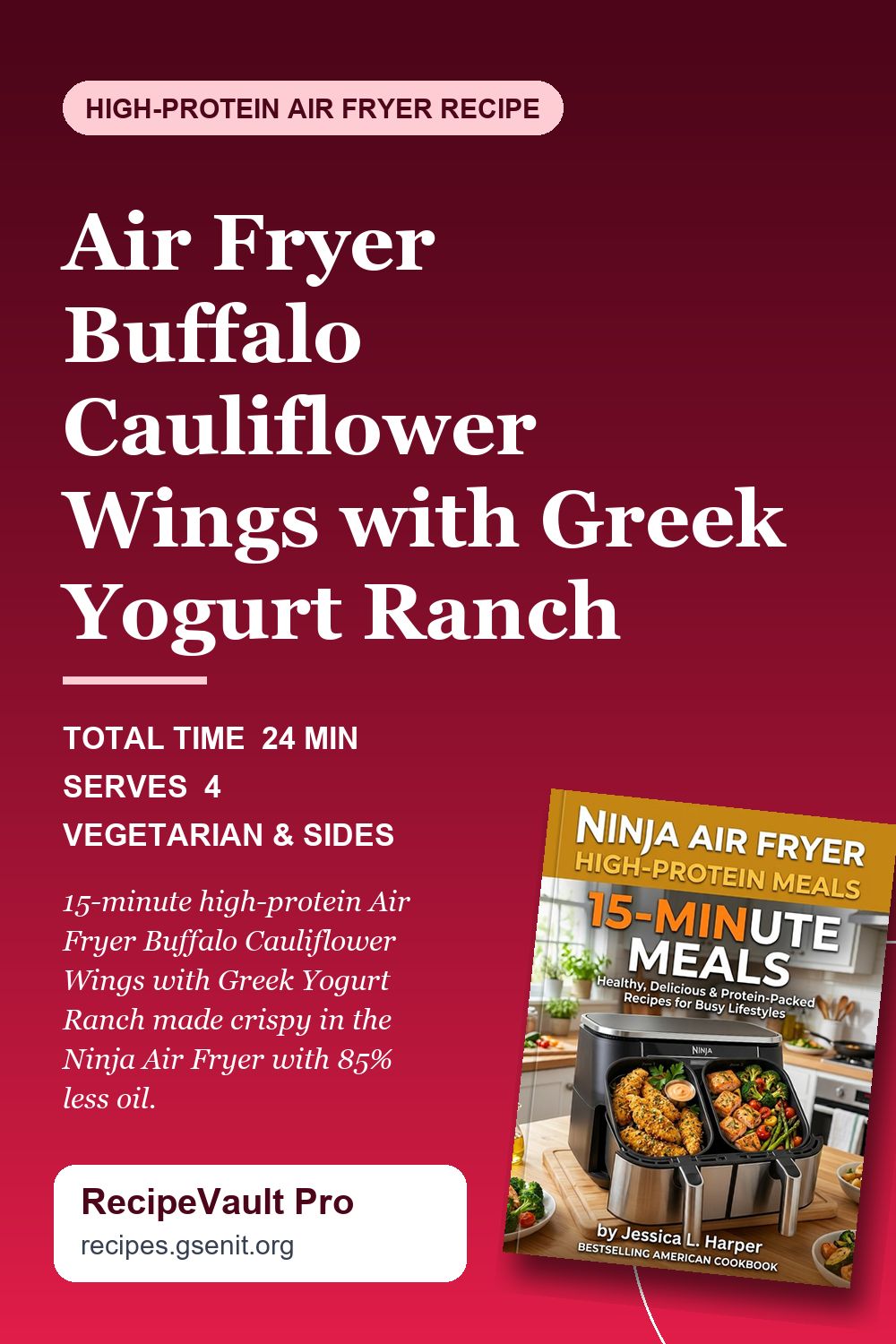 Air Fryer Buffalo Cauliflower Wings with Greek Yogurt Ranch