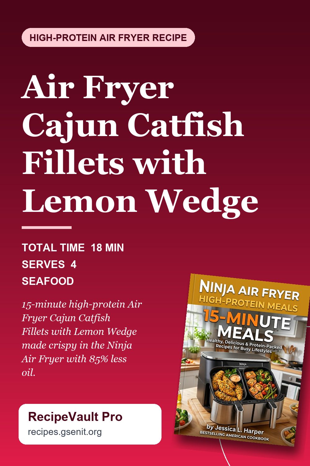 Air Fryer Cajun Catfish Fillets with Lemon Wedge Pinterest Pin
