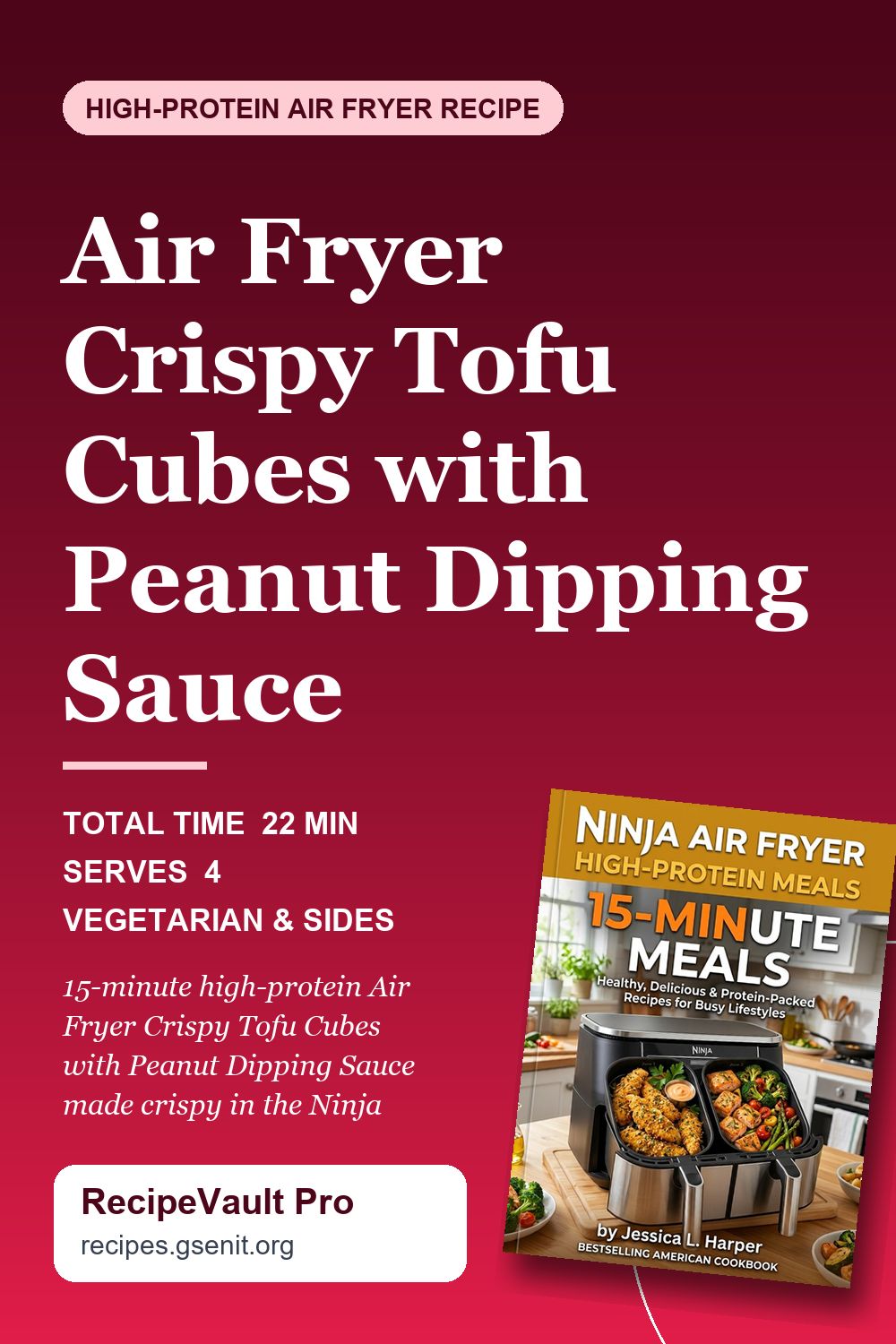 Air Fryer Crispy Tofu Cubes with Peanut Dipping Sauce Pinterest Pin