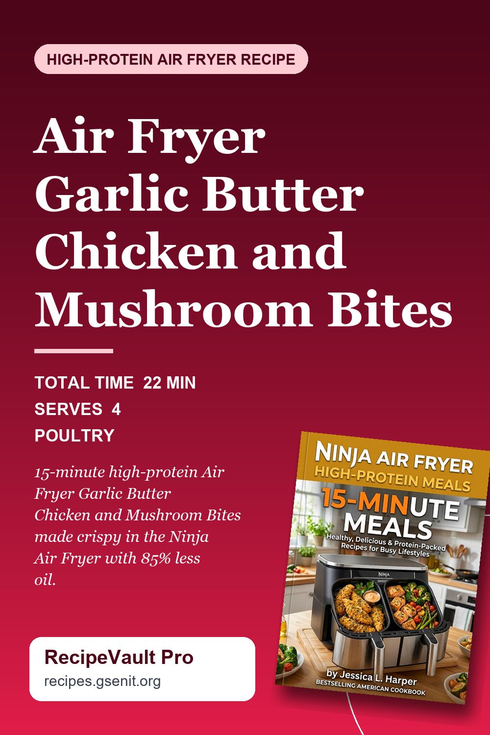 Air Fryer Garlic Butter Chicken and Mushroom Bites