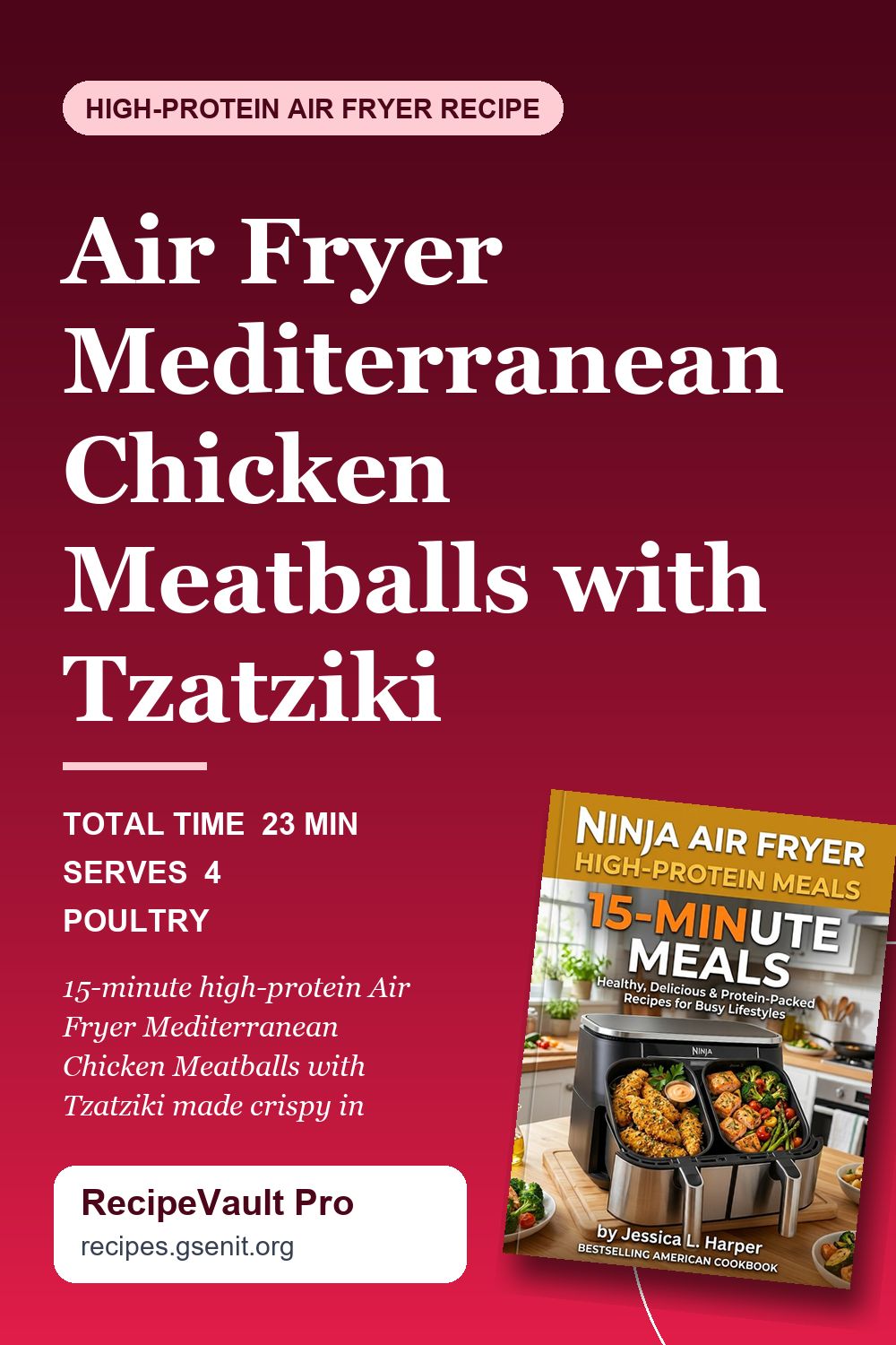 Air Fryer Mediterranean Chicken Meatballs with Tzatziki