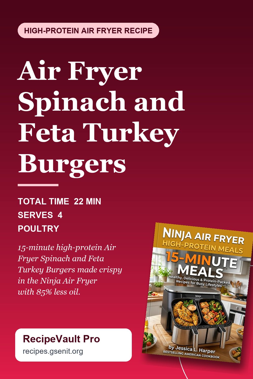 Air Fryer Spinach and Feta Turkey Burgers