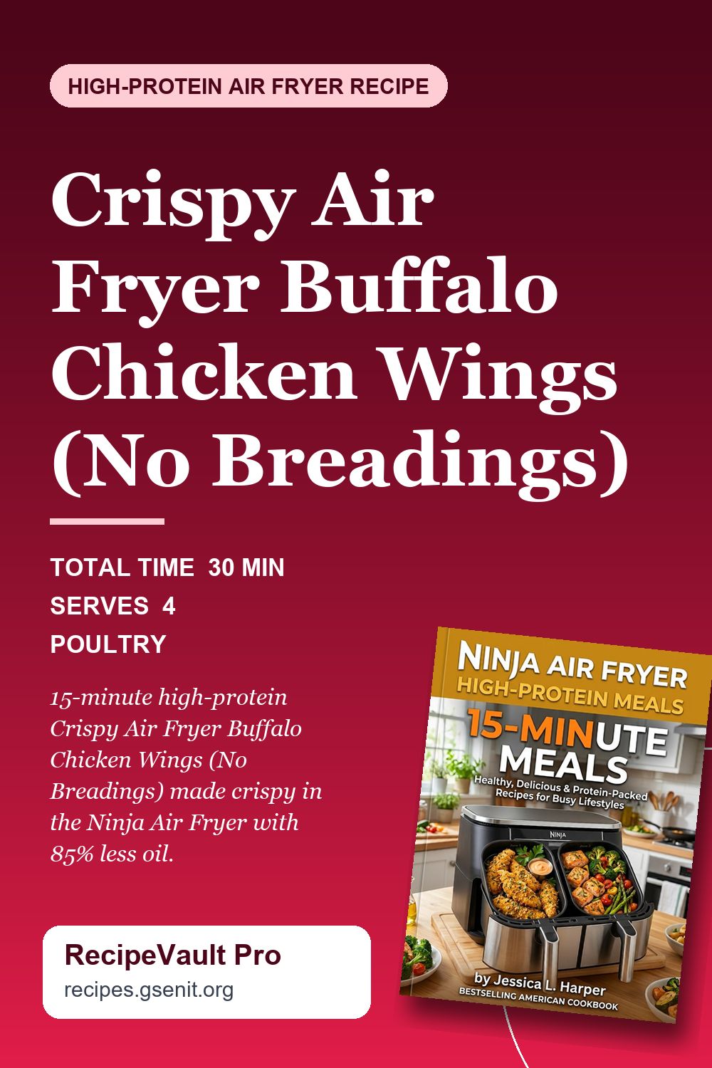 Crispy Air Fryer Buffalo Chicken Wings (No Breadings)