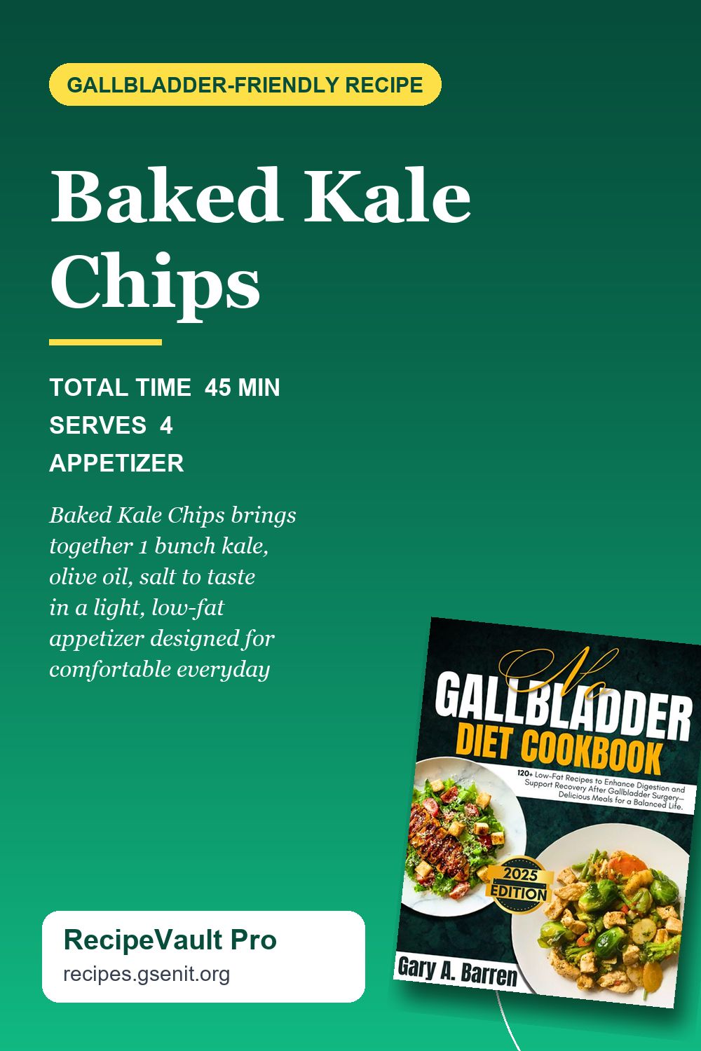 Baked Kale Chips Pinterest Pin