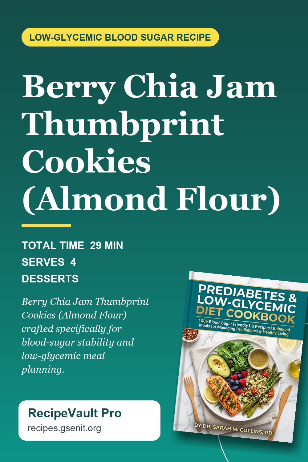 Berry Chia Jam Thumbprint Cookies (Almond Flour)