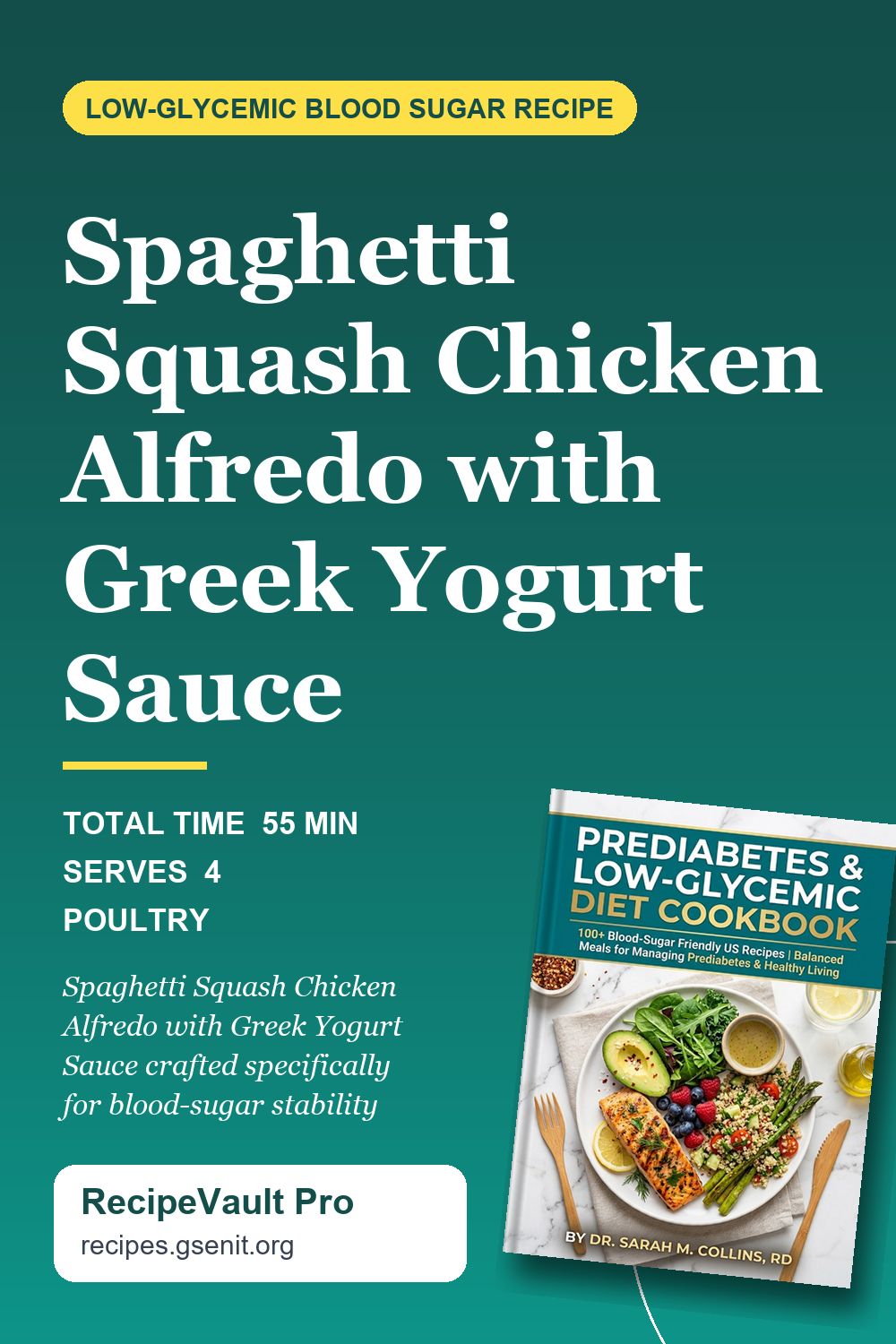 Spaghetti Squash Chicken Alfredo with Greek Yogurt Sauce