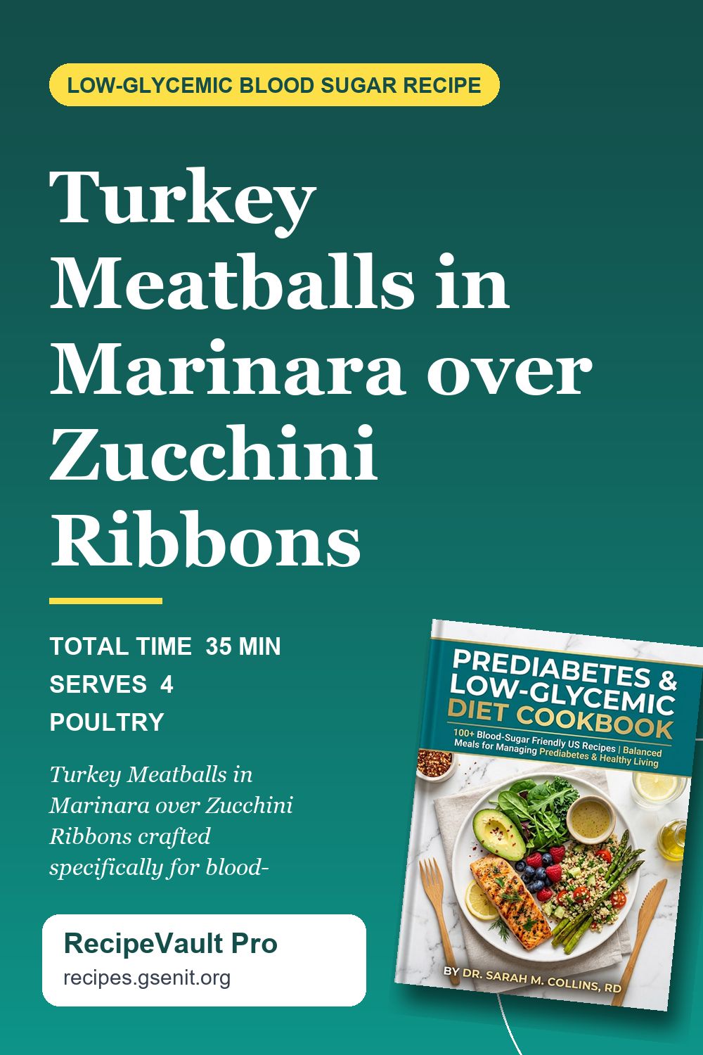 Turkey Meatballs in Marinara over Zucchini Ribbons