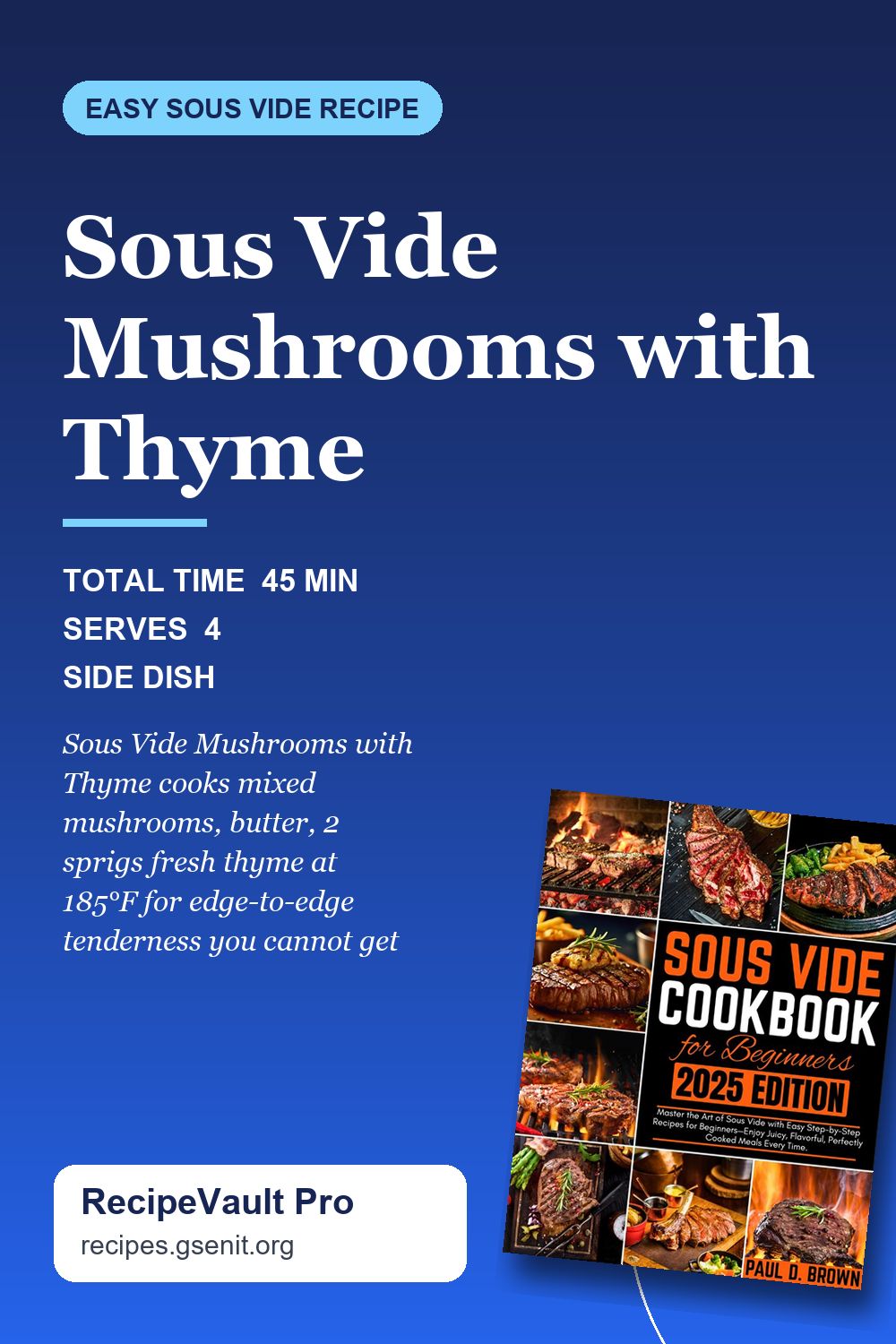 Sous Vide Mushrooms with Thyme Pinterest Pin